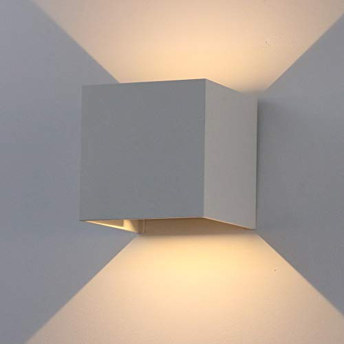 K-Bright 12W LED Wandleuchte Auf und ab Einstellbarer Lichtstrahl Außenlampe 3000K Warmweiß Wandleuchten Innen IP65 Wasserdichte(Grau)