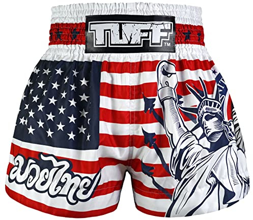 Tuff Sport Pantalones cortos de Muay Thai para boxeo, artes marciales mixtas, kickboxing, estilos tradicionales, Tuf-ms662-nvb, Large