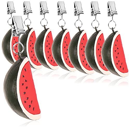 com-four® 8X Tischdeckenbeschwerer - wetterbeständige Tischtuchgewichte mit Klammer - Tischtuchklammer in Melone-Design - ca. 40 g (8 Stück - Melone - 40g)