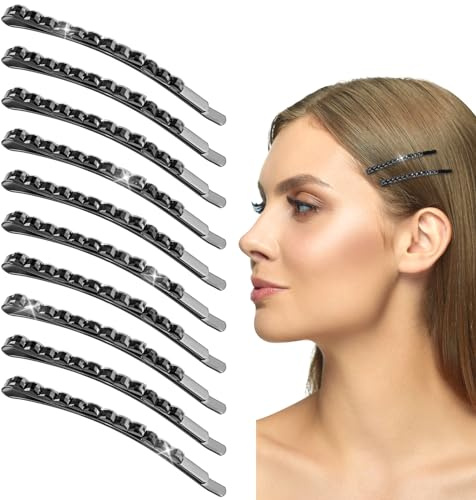 Andibro 20pz Horquillas para el Cabello con Diamantes de Imitación Negras para Mujer, Accesorios Metal con Cristal Brillante para Graduaciones y Nupcial