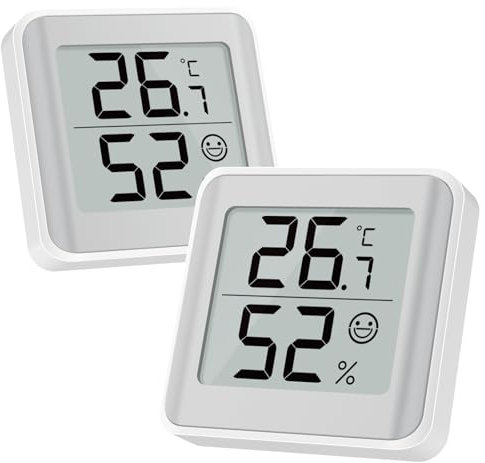 MeesMeek Termómetro de habitación Medidor de humedad interior Monitor de temperatura Higrómetro Sensor de humedad con indicador de confort LCD Pantalla digital grande para habitación de bebé Bodega（2）