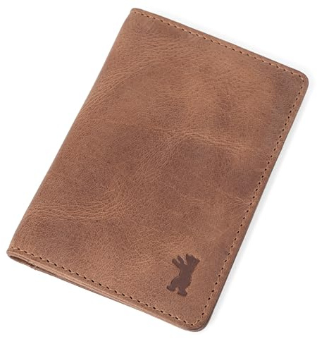 Berliner Bags Porto Portacarte Slim Uomo in Vera Pelle con Protezione RFID, 8 Carte, Tasca per Banconote, Scatola Regalo – Marrone
