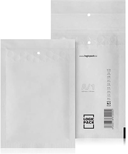 LOGIC PACK 25 Luftpolsterumschläge Versandtaschen Luftpolster A1 120 x 175 mm Weiß, Luftpolstertaschen Haftklebend Gepolsterte Briefumschläge Premium Umschläge Polsterumschläge geeignet für DIN A6