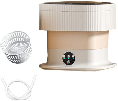 Lavatrice Portatile Pieghevole 10L Grande Capacità Mini Lavatrice 30X30X28cm Pulizia Profonda Piccola Lavatrice Per Bambini Viaggi Camper Lavanderia(Beige)