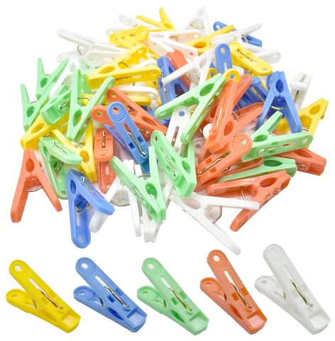 Lot de 60 Pinces à Linge colorées，Petites Pinces à Linge，Convient pour Les Cordes à Linge ou Les séchoirs à Linge, Serviettes, vêtements, Chaussettes, Serviettes de Plage，epingle a Linge，buanderie