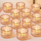 HOVIBU Set di 12 Mini Portacandele in Vetro Trasparente, Porta Candele da Tavolo 5cm x 3.8cm, Portacandela Tealight per Centrotavola Decorazioni Natalizie Matrimoni Casa e Feste
