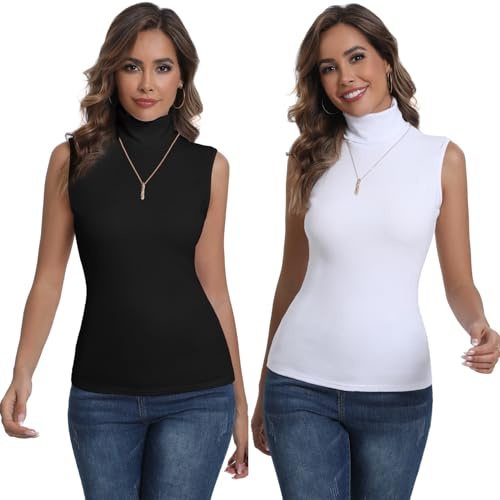 Women's turtleneck jumper sleeveless bodysuit lightweight knitted t-shirt fitted modern stand-up collar under sweater basic pullover wool top top vintage chic winter autumn spring comfortable classic,