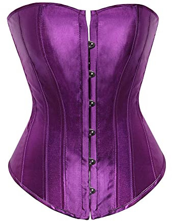 Acrawnni Damen-Korsett mit Schnürung, schulterfrei, Überbrustkorsett, Bustier, Vintage, Blumendruck, Spitze, Körperformer, Dessous, Top, C-lila, M