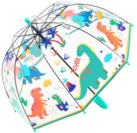 Kids Clear Bubble Umbrella -Perfect for Walking Safety-Grip Curved Handle-Transparent Dome See Through Child,Safety Kids Umbrella for Toddler Boys Girls