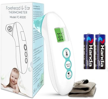 Termometro auricolare e frontale, termometro medico senza contatto, termometro digitale a infrarossi per bambini e adulti con allarme febbre e funzione memoria
