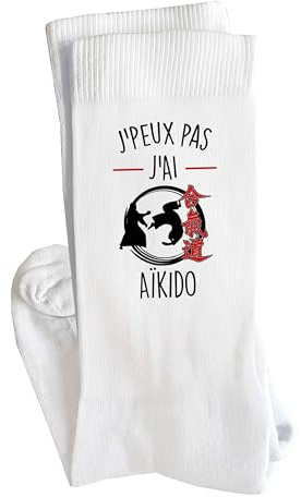 Planetee Chaussettes J_Peux Pas Aikido Taille 41-45 | Cadeau Fantaisie Original Drôle Anniversaire Noël Humour