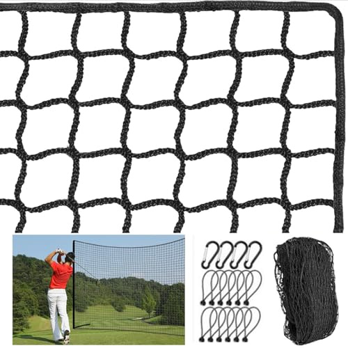 Golf träningsnät, bollfångsnät 3x3 cm kvadratiska maskor, 3 mm knutat HDPE-nät, med säkerhetsspänne och elastiskt kabel, för användning i trädgården, i hallen och utomhus (3 x 6 m)
