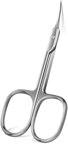 Tijeras para cutículas de acero inoxidable, recortador de cutículas extrafino para manicura y pedicura, kit de cuidado de uñas con cuchilla curva, color plateado
