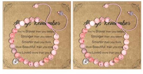 JIYIN Naturstein-Armband Set, Rosa Perlenarmband Freunde Armband Mädchen Damen Schmuck Geschenke für Frauen Tochter Freundin Schwester