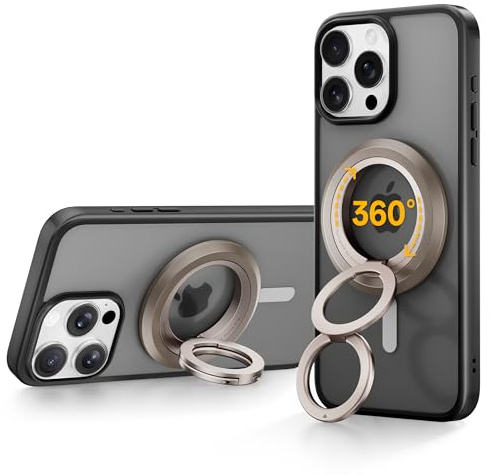 SYNCWIRE Magnetisk telefonringhållare för MagSafe, 360° rotation dubbelsidig magnetgrepp mobiltelefonring stativ fingerställ kompatibel med iPhone 16 15 14 13 12 Pro Max passar MagSafe – ökenguld
