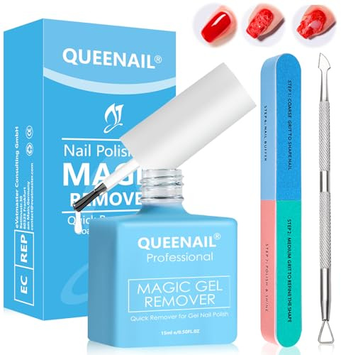 1 Pcs Gel nail Polish Remover,Fast gel polish remover,Professional Gel polish Remover,with Nail File & Nail Polish Scraper,Quickly Removes within 3-5 Minutes,Easy to use,Blue