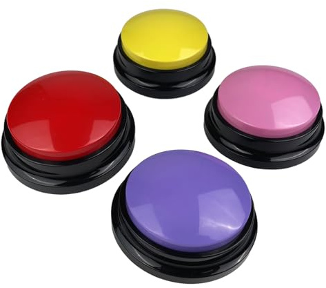 VELLUSTRA Pulsanti per Cani Parlare, Registrabili con Suono 30 Secondi, Buzzer Button, Pulsante per l'addestramento del Cane, per Animali Domestici Comunicazione e Addestramento, Confezione da 4