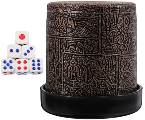 Beaupretty Vaso para Dados de Plástico con Diseño Egipcio Tamaño Estándar Incluye Dados Adecuado para Juegos de rol y Fiestas Resistente y Ligero para Entretenimiento Portátil