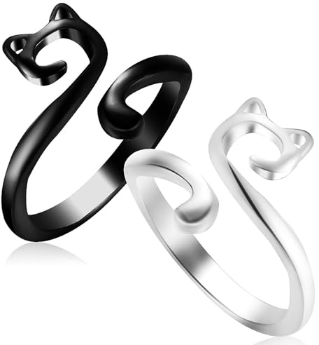 BESTonZON Anillos de Crochet Ajustables para Dedos 2 Unidades Diseño de Orejas de Gato Aleación Resistente Accesorios para Tejer y Guiar Hilo Ideales para Manualidades y Tejido a Mano