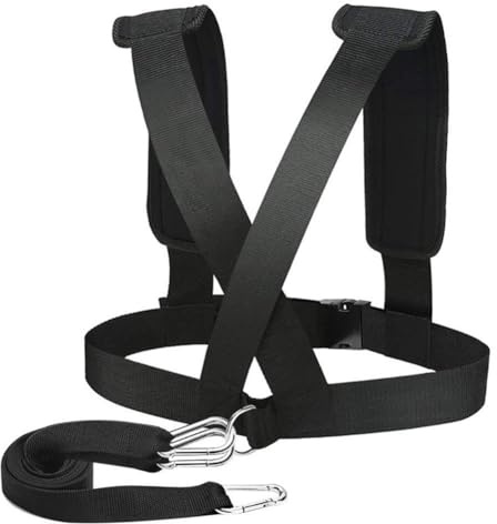 UTTASU Arnés de trineo para entrenamiento de resistencia, cintura ajustable (33.1-45.7 pulgadas), hombreras anchas, cuerda de tracción de 5.5 pies, ideal para fútbol, baloncesto y entrenamientos de