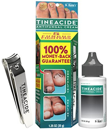 Dr. Blaine’s Tineacide Antifungal Cream - Ultra Strength Formula with Tea Tree Oil, Lavender Oil, Urea and More for Relief from Nail Conditions Associated with Skin Fungus - 1.25 oz. - Works Fast