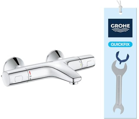 GROHE Precision Trend - Thermostat - Wannenarmatur (wassersparend, ergonomischer Metallgriff, Sicherheitsgehäuse für Verbrühhschutz, langlebig), chrom, 34227002