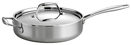 Tramontina Signature Tri-Ply Clad Stainless Steel 3-Quart Saute Pan with Lid, Induction-Ready Cooking Pan, Dishwasher-Safe, NSF-Certified, Made in Brazil
