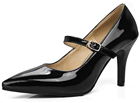 Smilice Women Dressy & Fashion Heeled Shoes Mary Jane Pumps Black