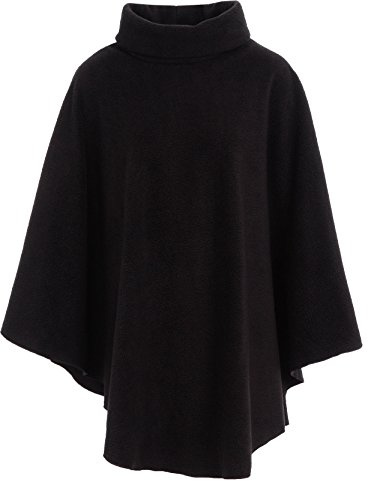 Kentex Online Womens Fleece poncho with cowl neck anti pill polyester fleece warm and cosy dimensions width 58 length 29 (ONE SIZE, BLACK V)
