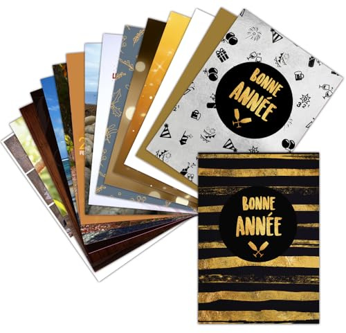 MERCI-FACTEUR.COM Carte de Voeux 2026 Classique Bonne Année - 16 Cartes Différentes - Format Carte Postale (3 Formats Dispos) - Jolie Carte