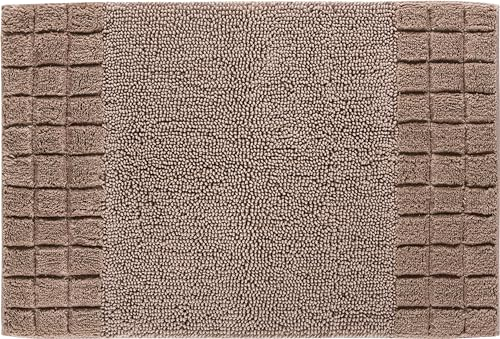Linea Due Badematte, wendbar, sehr weich, saugfähig und rutschfest, Baumwolle, 60 x 90 cm, Braun, b4115-014207212