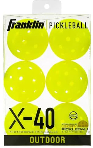 Franklin Outdoor X-40 Pickleballs - Vellum, Official US Open Ball, 40 Precision Holes, Premium Durability, 6-Pack