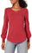 Amazon Essentials Women's Long-Sleeve Crewneck Smocked Cuff T-Shirt, Dark Red, L