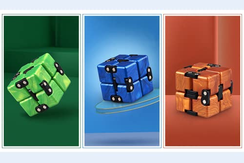 Infinity Cube ​Toy para Adultos y niños, Versión Nueva Finger Toy Stress y Ansiedad, Killing Time Fidget Toys Infinite Cube para Office Staff (Rectángulo-Azul*Verde*Oro)