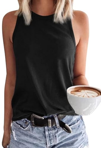 GeGekoko Women's Tank Tops Crewneck Vest Summer Basic Shirts | Sleeveless, Casual, Loose Fit, Lightweight Top