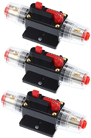 A ABSOPRO Disjoncteur Porte-Fusible Réarmable Pour Auto 125A DC 12-48V 3pc