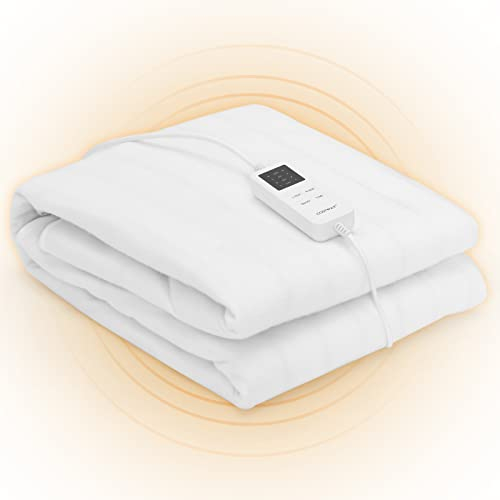 RELAX4LIFE Wärmeunterbett, Elektrische Heizdecke mit 4 Temperaturstufen, Abschaltautomatik, Überhitzungsschutz, Maschinenwaschbare Wärmedecke für Doppelbett/Einzelbett (140 x 160 cm)