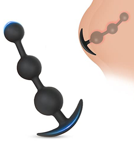 BDSMAGE Silikon Analkugeln Buttplug mit 3 Kugeln, Analplug Analkette mit Anal beads für Männer und Frauen, Extra Lang Anal Dildo Anal Hook Anus Masturbator Sex Toy Sexspielzeug (S)