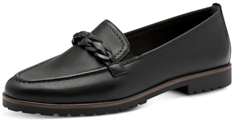 Tamaris Damen Slipper, Frauen Slip On,TOUCHit-Fußbett,Slip-ons,Slides,Schlupfschuhe,schluepfschuhe,Loafer,College Schuhe,Black Leather,40 EU