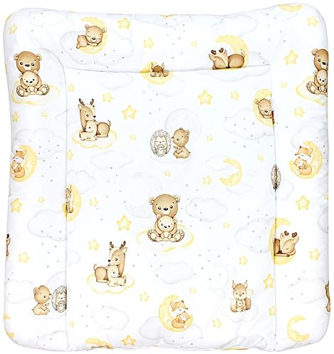 TupTam Matelas à Langer à Motifs pour Bebe Filles et Garçons, Animaux/Etoiles/Gris, 70 x 60 cm