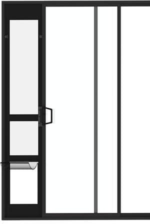 Hakuna Pets Glass Patio Pet Door for Sliding Doors, Adjustable Height up to 83.5”, Damage-Free or Permanent Install, Locking Panel Included (Black, Large)
