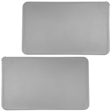 2 STK Napfunterlage Katzen Hund,Futtermatte Katzen Hundenapf,Grau/48 x30 cm