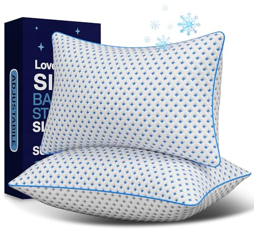 LOVELYREST Memory Foam Pillows 2 Pack – Adjustable Loft Cooling Pillows Queen Size Set of 2 for Sleeping, Firm, Supportive, and Breathable Design for Hot, Side, Back, and Stomach Sleepers