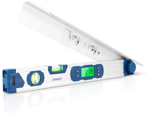 Dasqua Digitaler Winkelmesser 220° mit 425mm Schiebearm | ±0,2° Präzision | MTR/COM Modi | LCD mit Hintergrundbeleuchtung | IP54 Wasserdicht | Wasserwaagen für Holz, Metall & Schweißen