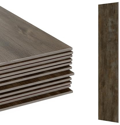Revêtement de Sol PVC Relaxdays Autocollant, 5 m²/36 pièces, Aspect Bois, antidérapant, Marron