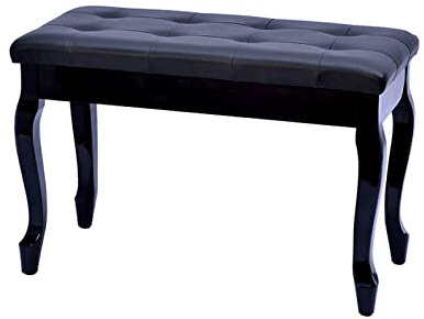 Pianopall med förvaring och tjock dyna, massivt trä, 69 cm pianobänk, vadderad, belastning 180 kg, valnöt, rödbrun, svart,Black