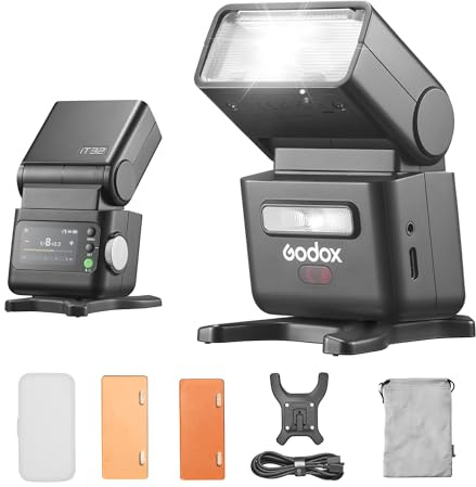 Godox iT32 TTL Cámara Flash 2.4G HSS 1/8000s GN18 Flash con Difusor Magnético,iT32 CámaraFlash Compatible con Cámaras Canon Nikon Sony Fujifilm Olympus