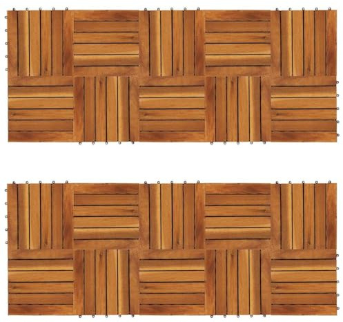 Mokuyary Terrassenfliesen 20 Stk. Vertikales Muster 30x30 cm Akazienholz Terrassenfliesen, Bodenbelag Balkonfliesen Balkonboden für Garten Terrasse Balkon