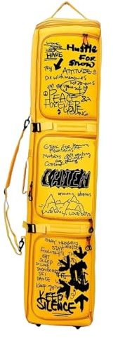 Fenteer Bolsa de esquí con Ruedas, Bolsa de Snowboard, Estuche de Almacenamiento Resistente, Estuche de Viaje para esquí y Snowboard, Protector para Botas, Amarillo
