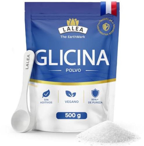 LALEA Glicina Polvere 500g – Amminoacido Glicina Pura al 100% – Componente del Collagene – Vegano, Senza Additivi, Altamente Solubile – Supporta Sonno, Articolazioni e Pelle – 100 Dosi